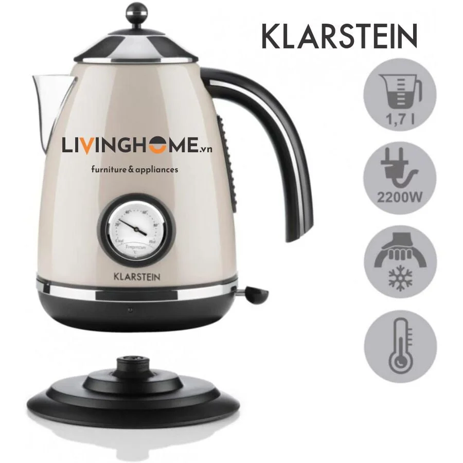 Ấm siêu tốc Klarstein KL-AQUAVITA Chalet thân được làm bằng inox với độ bền chắc cao chống ăn mòn 5 Ấm siêu tốc Klarstein KL-AQUAVITA Chalet thân được làm bằng inox với độ bền chắc cao chống ăn mòn - Ảnh 3