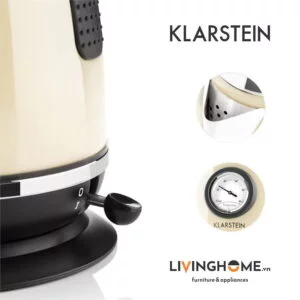 Ấm siêu tốc Klarstein KL-AQUAVITA Cream thân bằng chất liệu thép không gỉ phủ sơn màu kem cao cấp