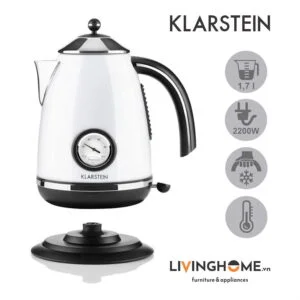 Ấm siêu tốc Klarstein KL-AQUAVITA White thiết kế kiểu dáng cổ điển với gam màu trắng thanh lịch