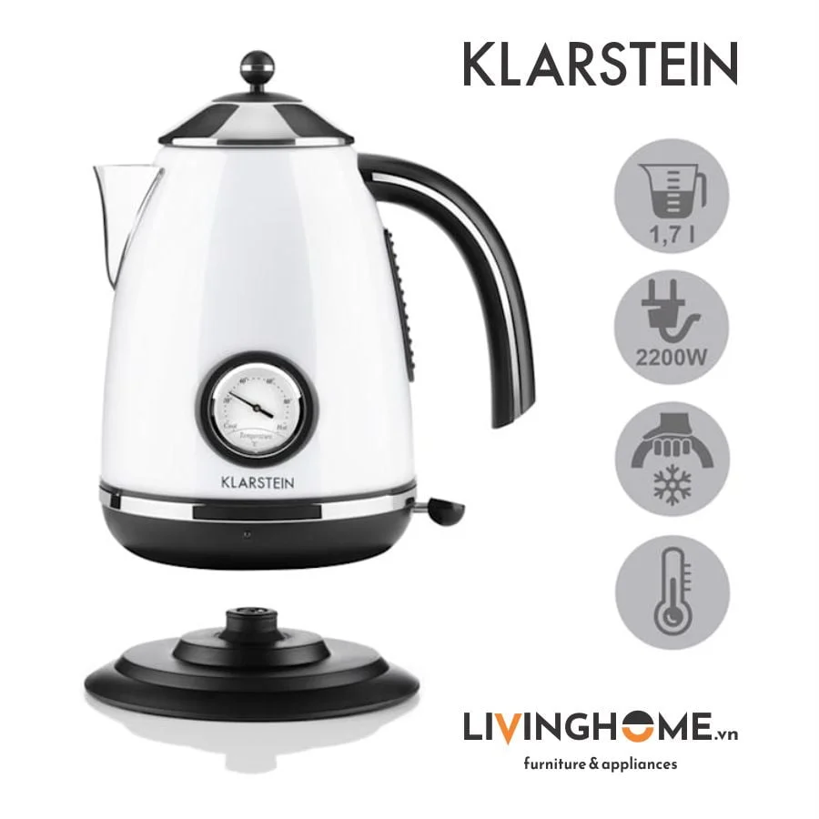 Ấm siêu tốc Klarstein KL-AQUAVITA White thiết kế kiểu dáng cổ điển với gam màu trắng thanh lịch - Ảnh 5