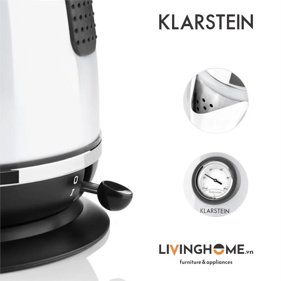 Ấm siêu tốc Klarstein KL-AQUAVITA White thiết kế kiểu dáng cổ điển với gam màu trắng thanh lịch - Ảnh 3