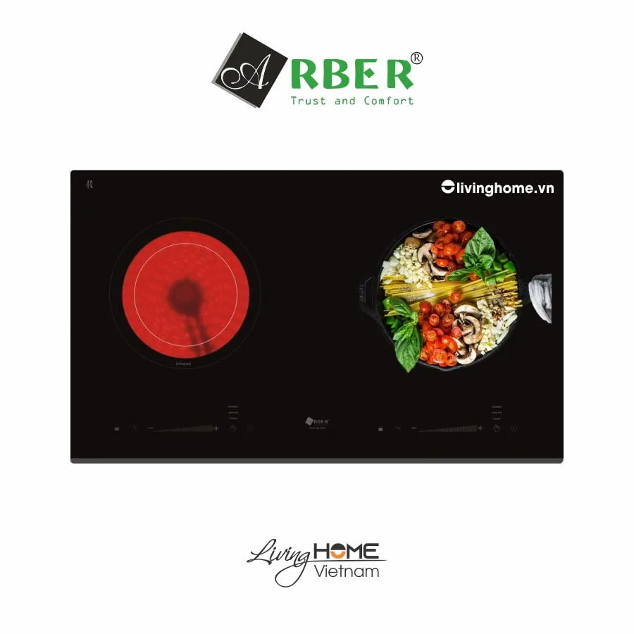 Bếp Điện từ Arber AB3992 72CM 1 Điện 1 Từ Mặt Kính Kanger - Ảnh 2