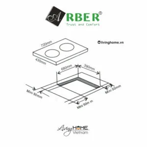 Bếp điện từ Arber AB665 mặt kính Schoot Ceran bo viền nhôm vàng