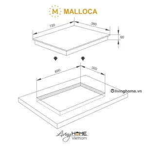 Alternative view of Bếp điện từ Malloca MH-02IR LB 2 bếp kết hợp màu đen chấm bi nâu nhạt mặt kính Eurokera