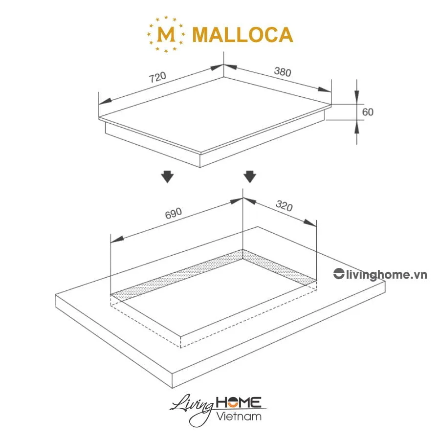 Bếp điện từ Malloca MH-02IR SB 72cm Mặt Kính EuroKera - Ảnh 2