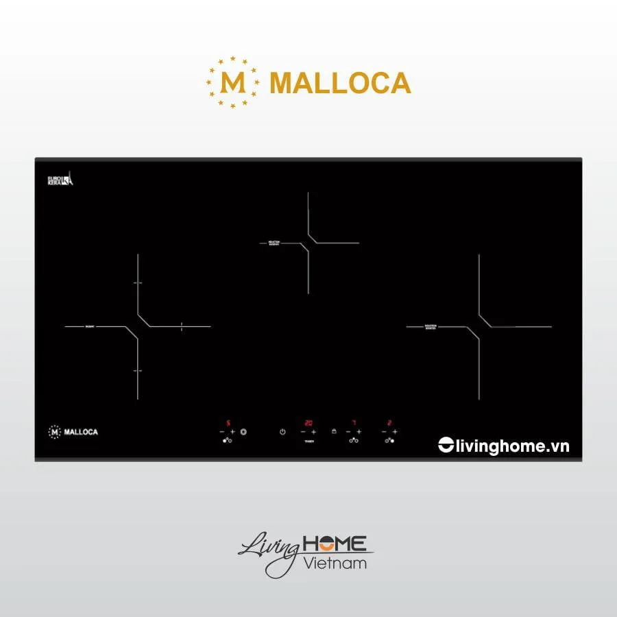 Bếp Điện Từ Malloca MH-03IR N 81CM 2 Từ 1 Điện Kính EuroKera