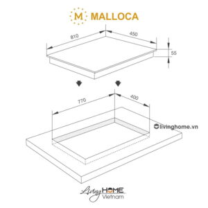 Bếp Điện Từ Malloca MH-03IR N 81CM 2 Từ 1 Điện Kính EuroKera