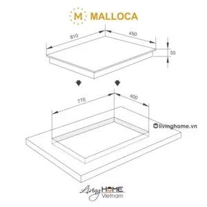 Bếp Điện Từ Malloca MH-03IR N 81CM 2 Từ 1 Điện Kính EuroKera