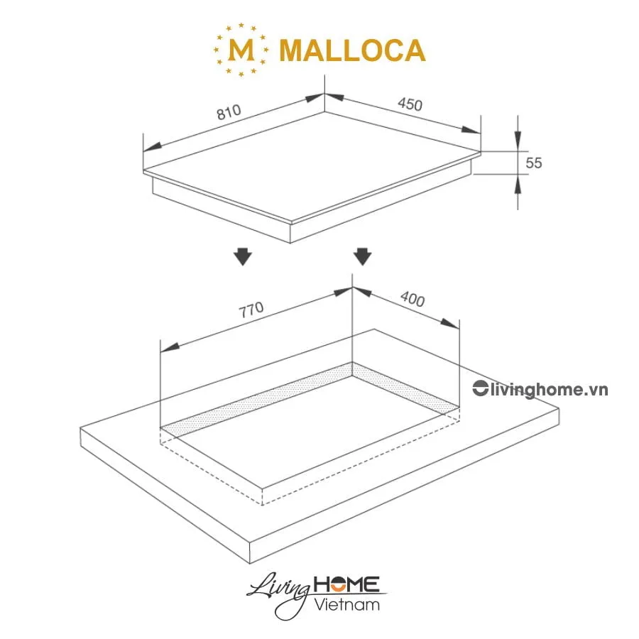 Bếp Điện Từ Malloca MH-03IR N 81CM 2 Từ 1 Điện Kính EuroKera - Ảnh 6