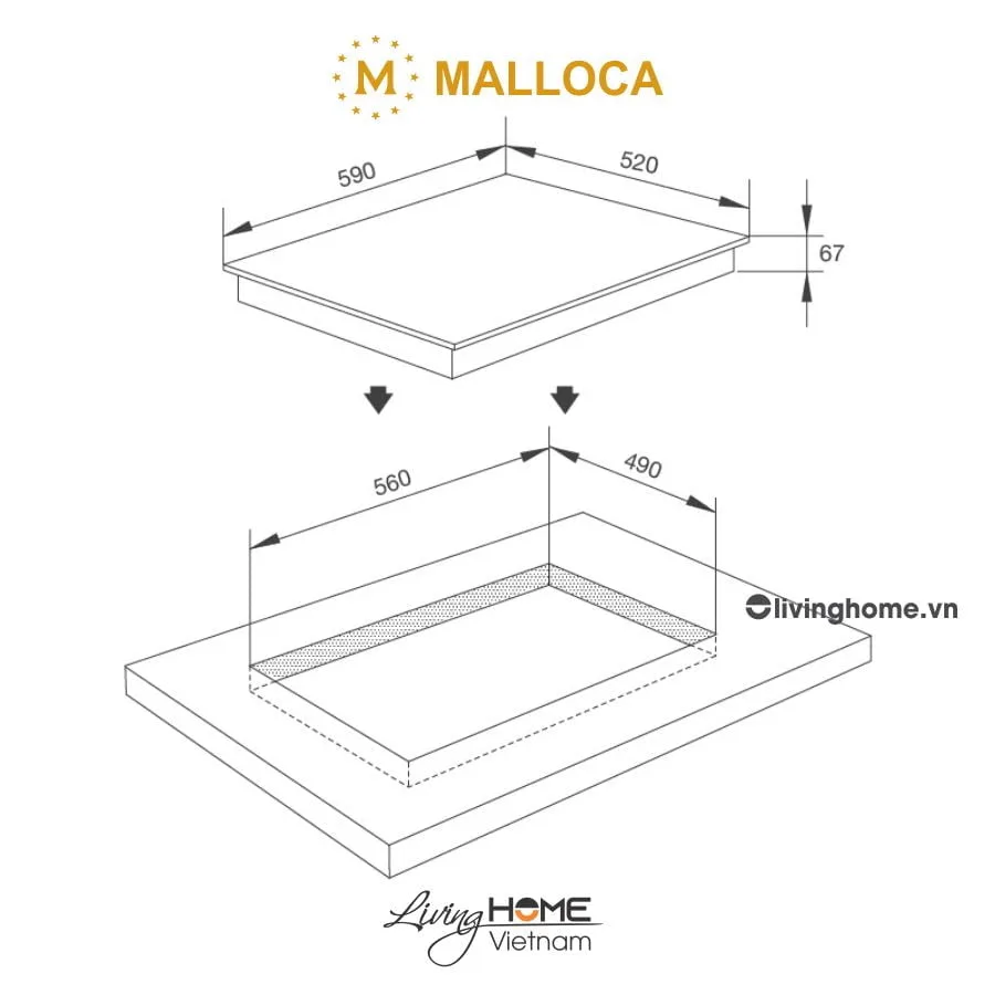 Bếp Điện Từ Malloca MIR 593 2 Từ 1 Điện 59CM Hình Vuông 4 Bếp Điện Từ Malloca MIR 593 2 Từ 1 Điện 59CM Hình Vuông - Ảnh 2