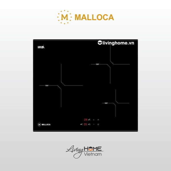 Bếp từ Malloca MH-03I N âm 3 từ màu đen chấm bi mặt kính Eurokera