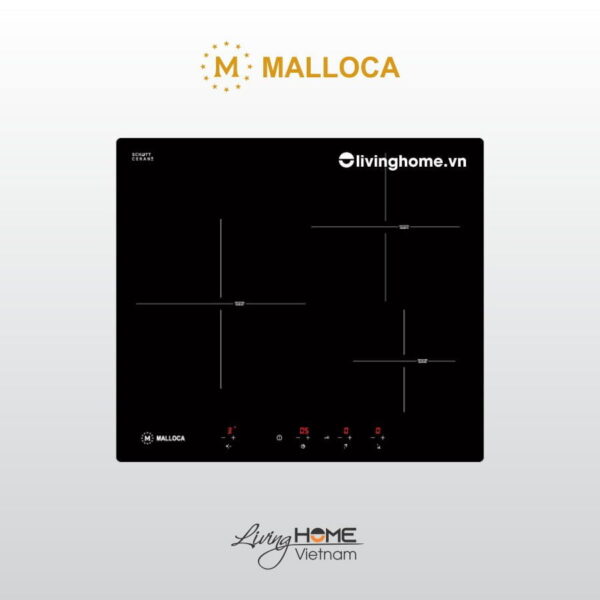 Bếp từ Malloca MI 593 BN âm 3 từ màu đen mặt kính Schott Ceran