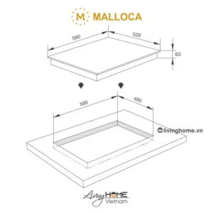 Bếp từ Malloca MI 594 LINEAR 4 từ màu Antrazit mặt kính Schott Ceran