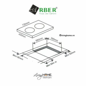 Bếp từ Arber AB2021 mặt kính Kanger bo viền nhôm 7 Bếp từ Arber AB2021 mặt kính Kanger bo viền nhôm
