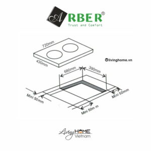 Bếp từ Arber AB553 mặt kính Kanger bo viền nhôm 7 Bếp từ Arber AB553 mặt kính Kanger bo viền nhôm