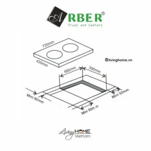 Bếp từ Arber AB553 mặt kính Kanger bo viền nhôm