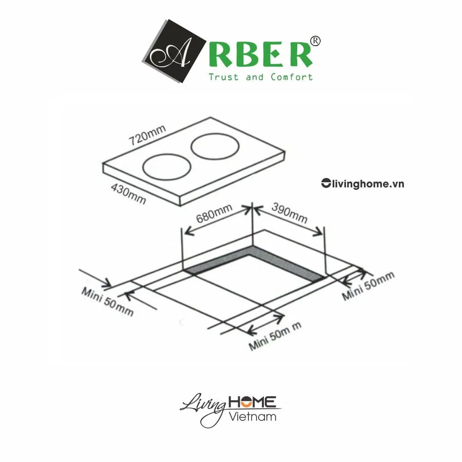 Bếp từ Arber AB553 mặt kính Kanger bo viền nhôm - Ảnh 3