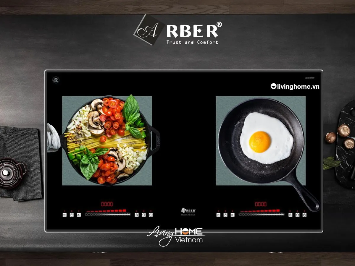 Bếp từ Arber AB553 mặt kính Kanger bo viền nhôm - Ảnh 2