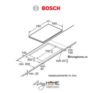 Bếp từ Bosch PPI82560MS - Mặt kính Schott 2 vùng nấu 78cm