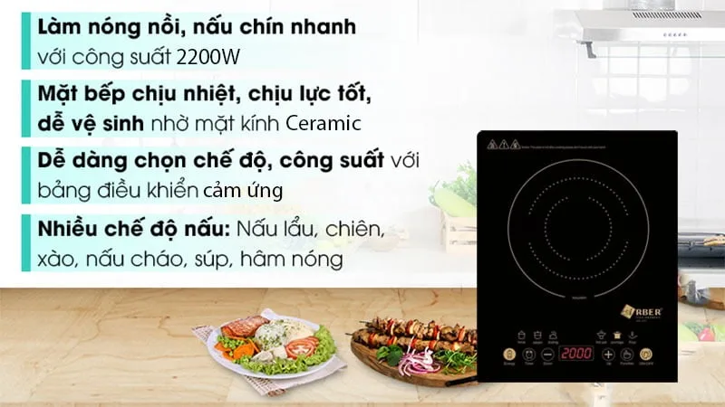 Bếp từ đơn Arber AB301 mặt kính ceramic 2200W 4 Bếp từ đơn Arber AB301 mặt kính ceramic 2200W - Ảnh 2