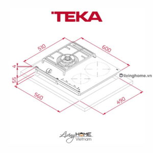 Bếp gas Teka JZC 63312 ABN BK âm 3 vùng nấu thiết kế sang trọng, tinh tế