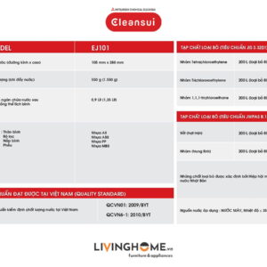 Bình lọc nước cầm tay Cleansui EJ101 nhập khẩu Nhật 7 Bình lọc nước cầm tay Cleansui EJ101 nhập khẩu Nhật