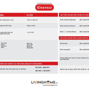 Bình lọc nước cầm tay Cleansui EJ102 nhập khẩu Nhật 9 Bình lọc nước cầm tay Cleansui EJ102 nhập khẩu Nhật