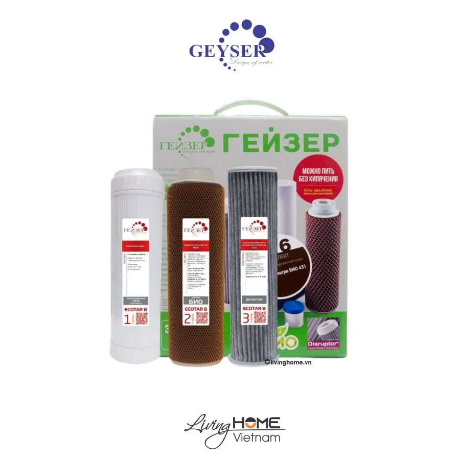 Bộ 3 lõi lọc nước Geyser Ecotar 8 nhập khẩu châu Âu 3 Bộ 3 lõi lọc nước Geyser Ecotar 8 nhập khẩu châu Âu