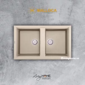 Chậu rửa chén Malloca BIANCO K-45062 đá màu kem phủ Nano Bạc