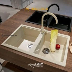 Alternative view of Chậu rửa chén Malloca BIANCO K-45062 đá màu kem phủ Nano Bạc