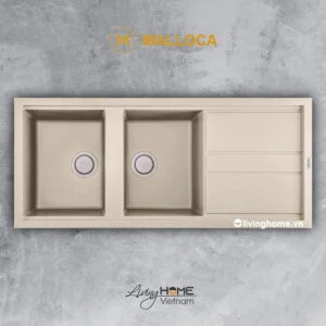 Chậu rửa chén Malloca BIANCO K-50062 đá màu kem thiết kế hiện đại