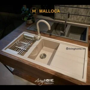 Chậu rửa chén Malloca BIANCO K-50062 đá màu kem thiết kế hiện đại 10 Chậu rửa chén Malloca BIANCO K-50062 đá màu kem thiết kế hiện đại