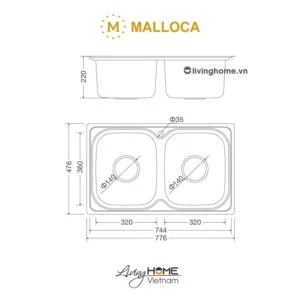 Alternative view of Chậu rửa chén Malloca MS 1001 NEW inox 304 bộ xả nước thông minh ngăn mùi