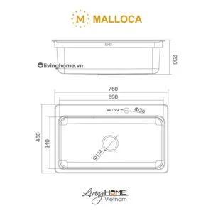 Alternative view of Chậu rửa chén Malloca MS 1022D inox 304 bộ xả nước thông minh ngăn mùi