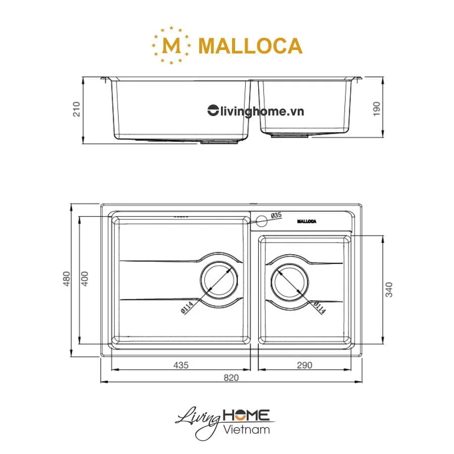 Chậu rửa chén Malloca MS 5082W inox 304 cao cấp tính năng vượt trội 10 Chậu rửa chén Malloca MS 5082W inox 304 cao cấp tính năng vượt trội - Ảnh 8