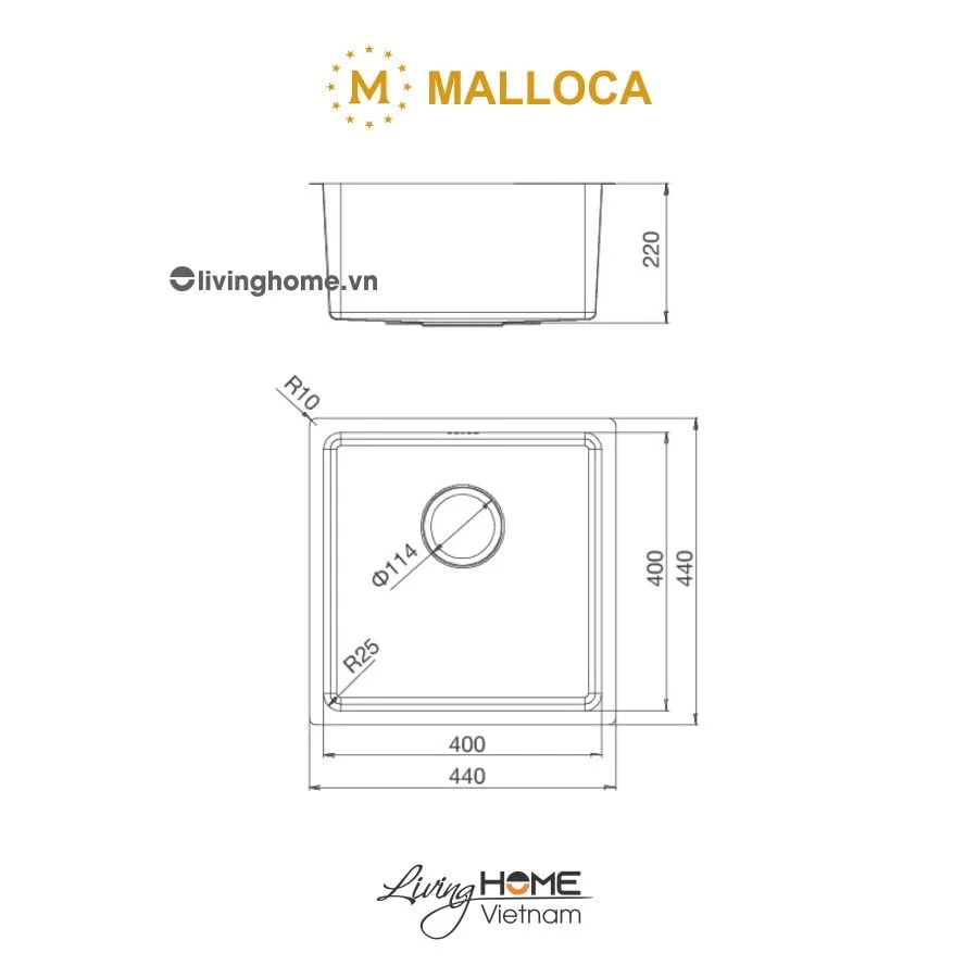 Chậu rửa chén Malloca MS 6044 inox 304 bộ xả nước thông minh ngăn mùi 4 Chậu rửa chén Malloca MS 6044 inox 304 bộ xả nước thông minh ngăn mùi - Ảnh 2