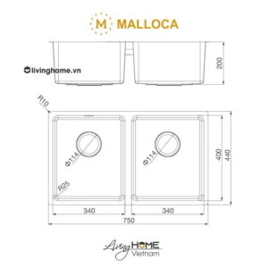 Alternative view of Chậu rửa chén Malloca MS 6075 inox 304 cao cấp, tính năng cải tiến sáng tạo