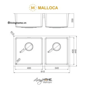 Alternative view of Chậu rửa chén Malloca MS 6081 inox 304 bộ xả nước thông minh ngăn mùi