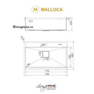 Chậu rửa chén Malloca MS 6302T inox 304 cao cấp, bền chắc