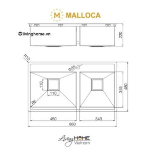 Alternative view of Chậu rửa chén Malloca MS 6304T inox 304 bộ xả nước thông minh ngăn mùi