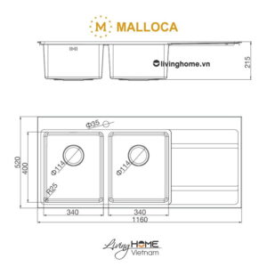 Alternative view of Chậu rửa chén Malloca MS 7818 inox 304 bộ xả nước thông minh ngăn mùi