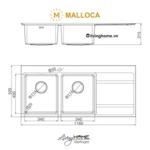 Alternative view of Chậu rửa chén Malloca MS 7818 inox 304 bộ xả nước thông minh ngăn mùi