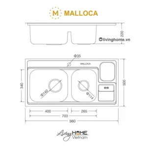 Alternative view of Chậu rửa chén Malloca MS 8809 N inox 304 cao cấp đa năng
