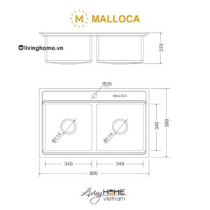 Thiết Bị Bếp & Gia Dụng Chính Hãng 23 Alternative view of Chậu rửa chén Malloca MS 8812 inox 304 cao cấp tinh tế