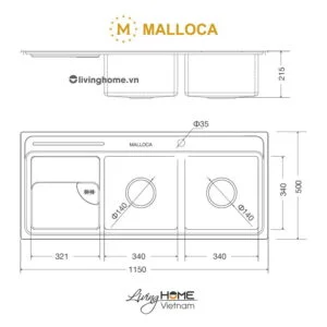Alternative view of Chậu rửa chén Malloca MS 8816 N inox 304 cao cấp đa năng