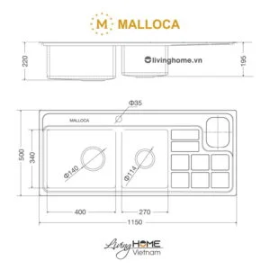 Alternative view of Chậu rửa chén Malloca MS 8817 N inox 304 cao cấp đa năng