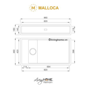 Bộ Chậu Rửa Chén Malloca MYST K86S - MYST K86L 21 Bộ Chậu Rửa Chén Malloca MYST K86S - MYST K86L