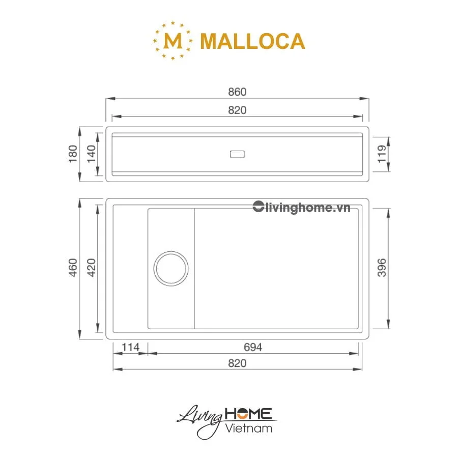 Bộ Chậu Rửa Chén Malloca MYST K86S - MYST K86L 12 Bộ Chậu Rửa Chén Malloca MYST K86S - MYST K86L - Ảnh 10