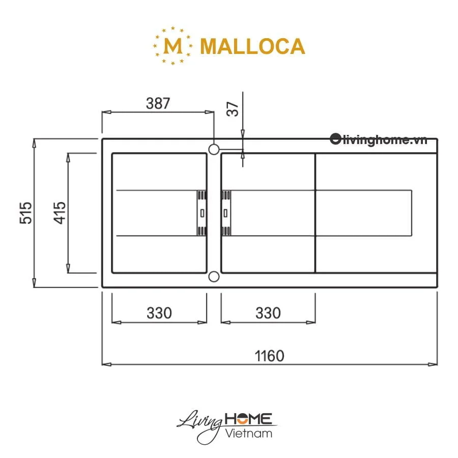 Chậu rửa chén Malloca SMART K-500 đá granite nano màu xám cao cấp 7 Chậu rửa chén Malloca SMART K-500 đá granite nano màu xám cao cấp - Ảnh 5
