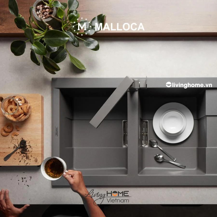 Chậu rửa chén Malloca SMART K-500 đá granite nano màu xám cao cấp 4 Chậu rửa chén Malloca SMART K-500 đá granite nano màu xám cao cấp - Ảnh 2
